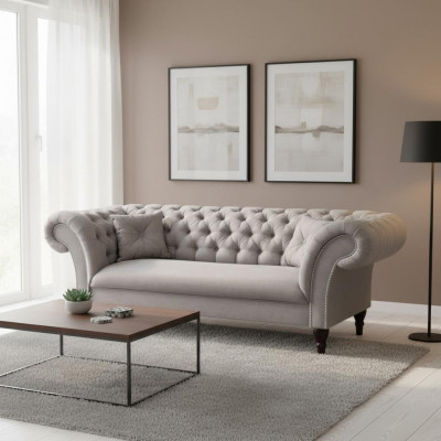 Canapé design Chesterfield Revêtement Cuir Textile Canapé Canapés 3 places neuf