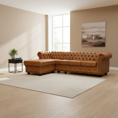 Canapé en cuir Chesterfield canapé canapé canapé d'angle canapé en cuir suite tissu canapé d'angle