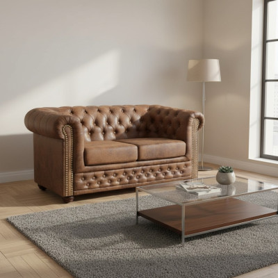 Chesterfield York Gobi canapé en cuir 2 places Canapés rembourrés neufs