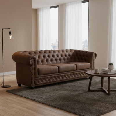 Chesterfield York Gobi 3 places Canapé en cuir Canapé rembourré neuf