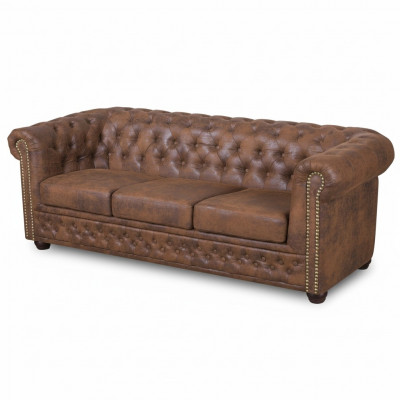 Chesterfield York Gobi 3 places Canapé en cuir Canapé rembourré neuf