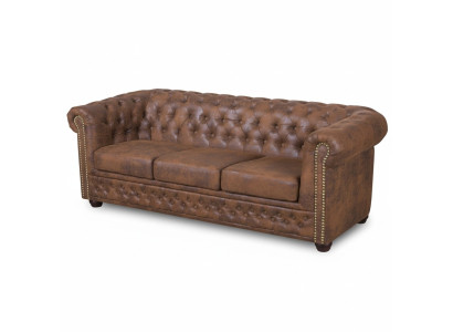Chesterfield York Gobi 3 places Canapé en cuir Canapé rembourré neuf