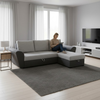 Canapé d'angle design avec fonction lit Alina, nouveau canapé d'angle avec siège rembourré