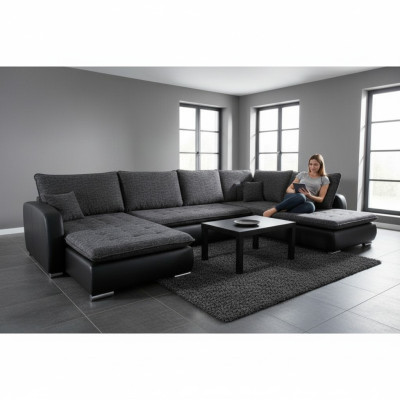 Canapé d'angle design Canapé Elena Fonction lit Canapé Rembourrage Siège Canapés d'angle XXL neufs
