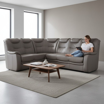 Canapé d'angle design Canapé Kassel Canapé en cuir Rembourrage Sièges Canapés d'angle Paysage de vie nouveau