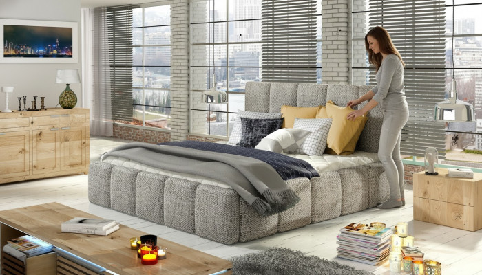 Moderne lit de design de luxe XXL style hôtel en cuir double 140 160
