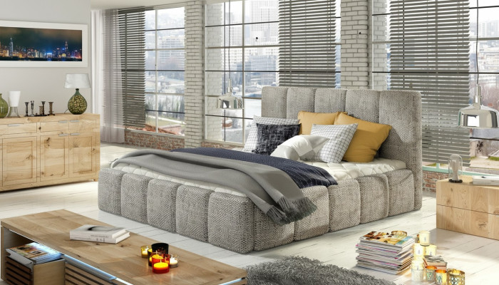 Moderne lit de design de luxe XXL style hôtel en cuir double 140 160