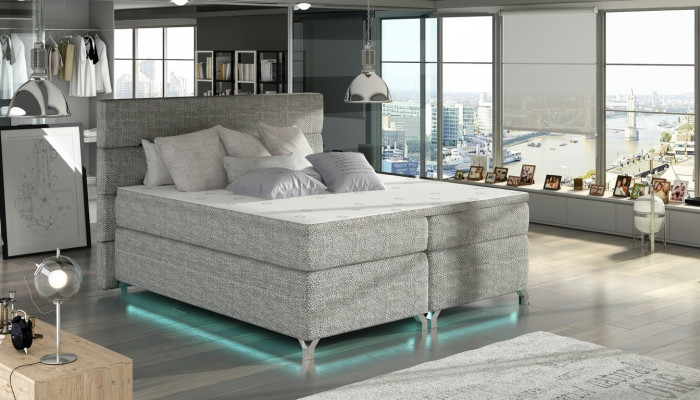 Lit Boxspring 180x200cm Lits Hôtel Cuir Base de lit complète Surmatelas