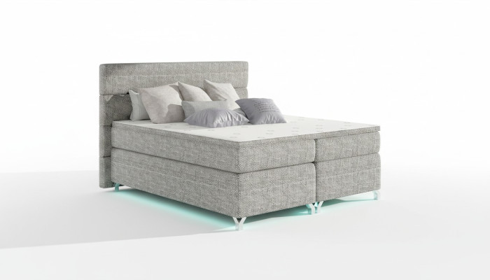 Lit Boxspring 180x200cm Lits Hôtel Cuir Base de lit complète Surmatelas
