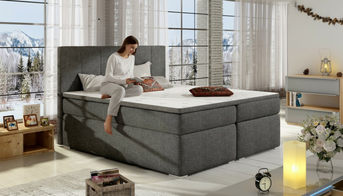 Lit en cuir Lit rembourré Lits boxspring Lit bas 180x200cm Matelas