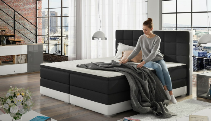 Lit en cuir Lit rembourré Lit Boxspring lit base 180x200cm Matelas