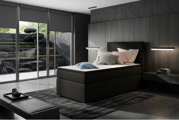 Boxspring-Lit Lits d'hôtel 90x200cm Cuir Cadre de lit complet Surmatelas