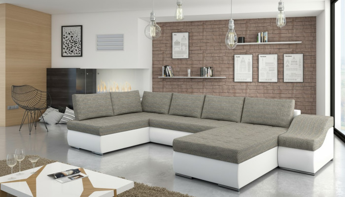 Moderne Ecksofa Schlafsofa Bettfunktion Couch Polsterung Eckgarnitur Wohnlandschaft