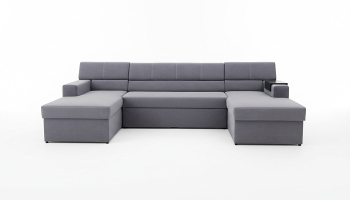 Canapé d'angle design Markos en forme de U Fonction lit Tweeter Cuir Textile