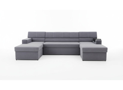 Canapé d'angle design Markos en forme de U Fonction lit Tweeter Cuir Textile