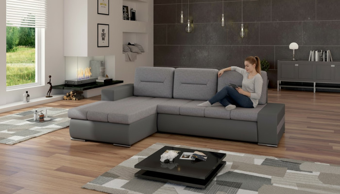 Canapé d'angle design Ottavio avec fonction lit Canapé paysage de vie Canapé convertible Sofas Sleep Sofa