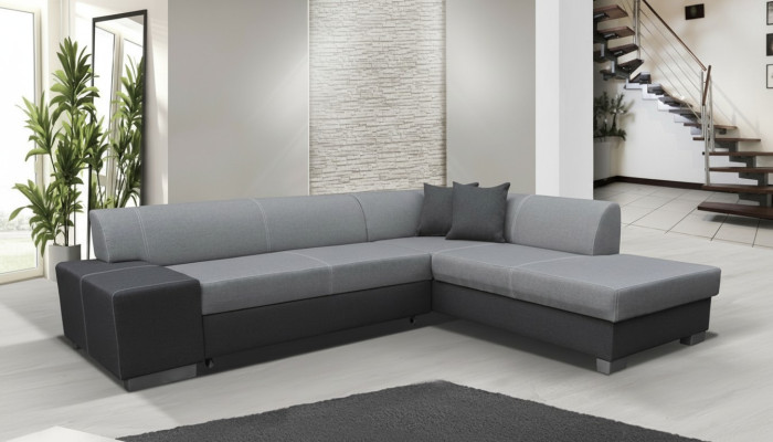 Canapé d'angle design moderne Porto Lit fonction Canapé Textile Canapé-lit