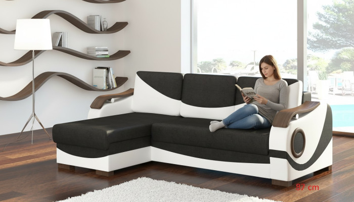 Canapé d'angle design Perto Fonction lit Canapé Rembourrage Textile Canapés Canapés Sommeil