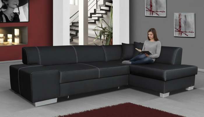 Canapé d'angle Design Canapé-lit Fonction lit Canapé Canapés Cuir Textile Rembourrage neuf