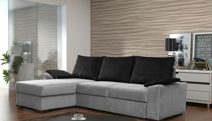 Canapé d'angle design Canapé-lit Fonction lit Canapé Cuir Revêtement textile Sofa