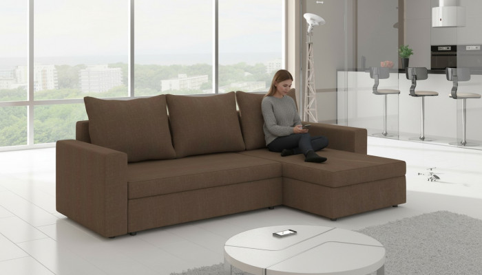 Design Canapé d'angle Canapé convertible Fonction lit Canapé Cuir Revêtement textile Canapés neufs 502