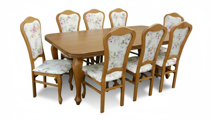 Suite de salle à manger de designer classique en bois Table + 8 chaises ensemble de chaises