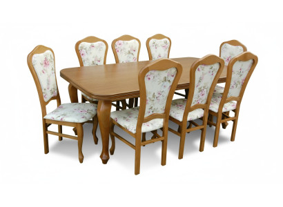 Suite de salle à manger de designer classique en bois Table + 8 chaises ensemble de chaises