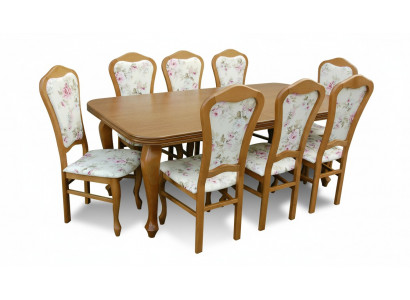 Suite de salle à manger de designer classique en bois Table + 8 chaises ensemble de chaises