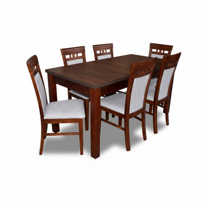 Suite de salle à manger classique du designer - Table en bois + 6 chaises.
