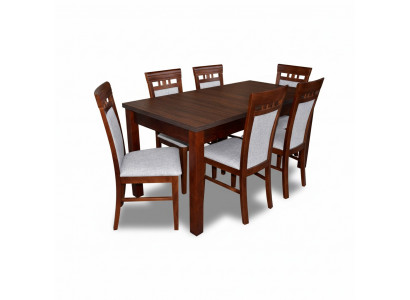 Suite de salle à manger classique du designer - Table en bois + 6 chaises.