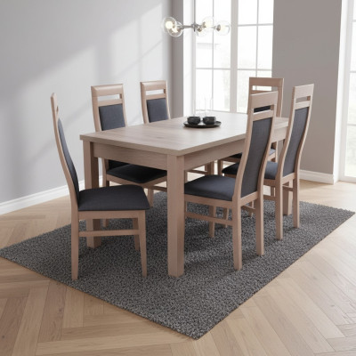 Table de salle à manger Suite Table + 6x Chaises Chaise Salle à manger Suite Table Bois