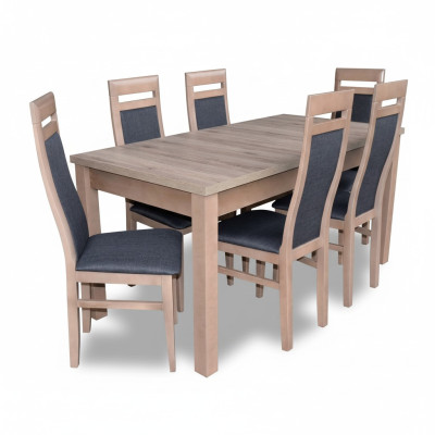 Table de salle à manger Suite Table + 6x Chaises Chaise Salle à manger Suite Table Bois