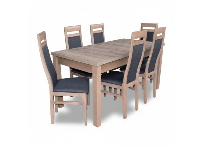 Table de salle à manger Suite Table + 6x Chaises Chaise Salle à manger Suite Table Bois