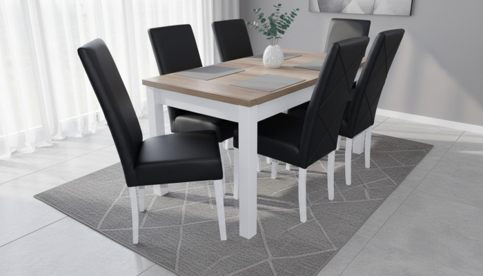 Salle à manger moderne Ensemble complet de chaises et de tables en cuir 7 pièces
