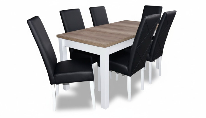 Salle à manger moderne Ensemble complet de chaises et de tables en cuir 7 pièces