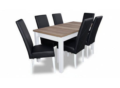Salle à manger moderne Ensemble complet de chaises et de tables en cuir 7 pièces