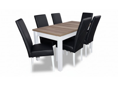 Salle à manger moderne Ensemble complet de chaises et de tables en cuir 7 pièces