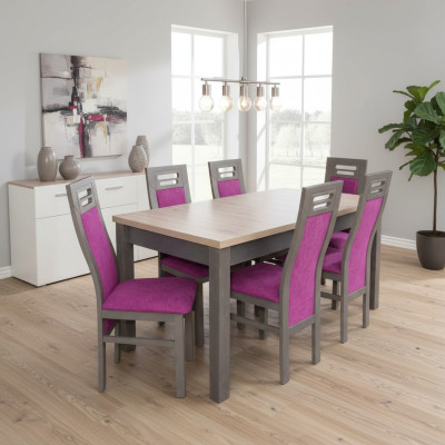 Salle à manger moderne Ensemble complet de table en bois Chaise Suite Ensemble complet de 7 pièces