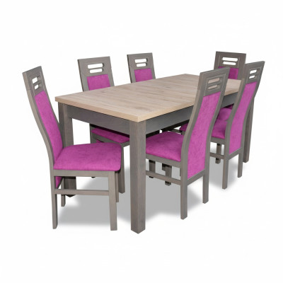 Salle à manger moderne Ensemble complet de table en bois Chaise Suite Ensemble complet de 7 pièces