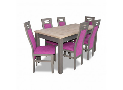 Salle à manger moderne Ensemble complet de table en bois Chaise Suite Ensemble complet de 7 pièces