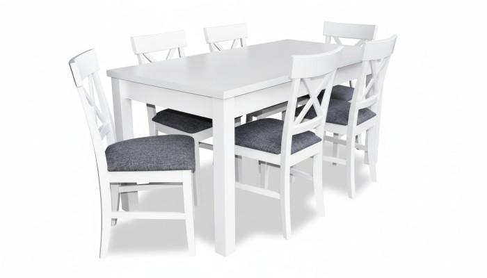 Style de meubles de campagne ensemble de salle à manger table + 6 chaises