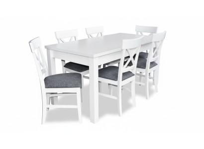 Style de meubles de campagne ensemble de salle à manger table + 6 chaises