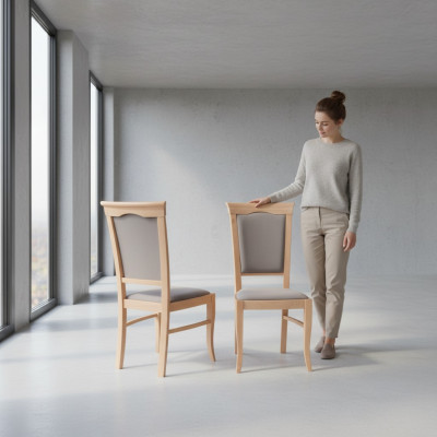 Meubles rembourrés de luxe en design: chaises de tabouret de siège pour bureau ou salle à manger en bois massif.