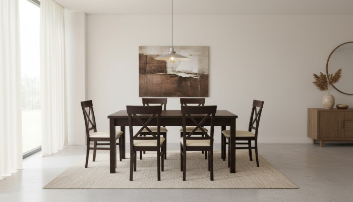 Table à manger Designer Salle à manger + 6 chaises Groupe Chaise Tables Table en bois