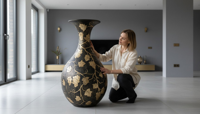 XXL Vase Table Decoration Vases Décoratifs Style Antique Figurine Sculpture Calice Rome 92cm