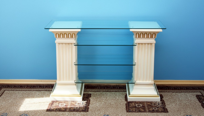 Vitrine de design Étagère Colonne en verre Vitrines Étagères TV Armoire Salon 1871 nouvel
