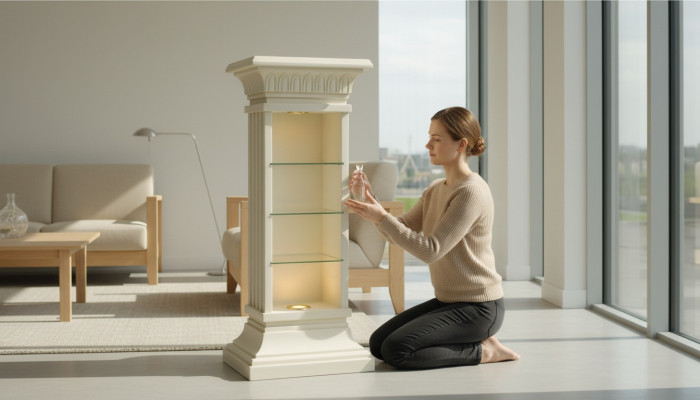 Vitrine d'exposition Étagère Colonne en verre Vitrines Étagères Armoire à CD Lampe 6894 nouveau