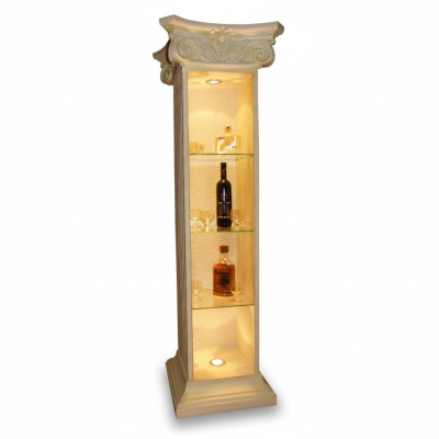 Vitrine XXL Étagère de bar en verre Biseau de sol Colonne de vitrine de garde-robe de salon 1851 neuf
