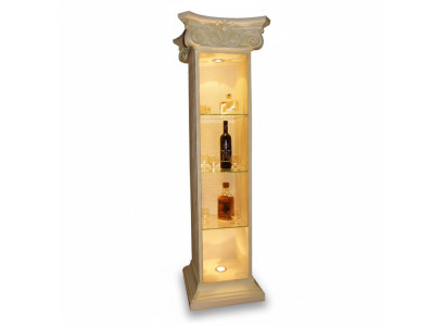 Vitrine XXL Étagère de bar en verre Biseau de sol Colonne de vitrine de garde-robe de salon 1851 neuf