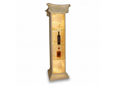 Vitrine XXL Étagère de bar en verre Biseau de sol Colonne de vitrine de garde-robe de salon 1851 neuf